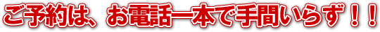 ご予約は、お電話一本で手間いらず！！